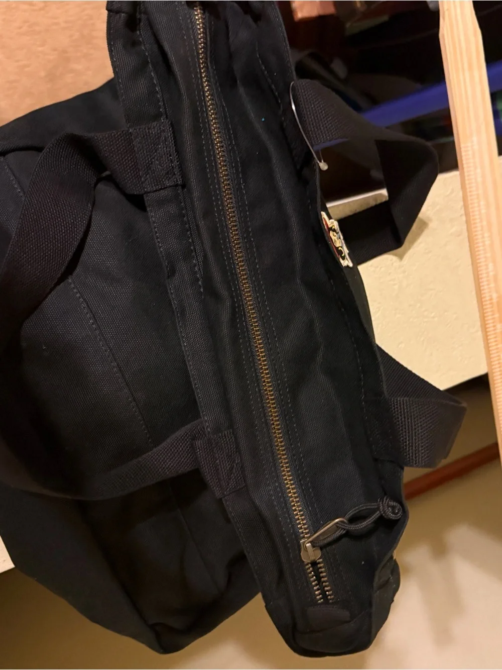 Vans Black Canvas Messenger Tote with Patch Badges Elija Berle